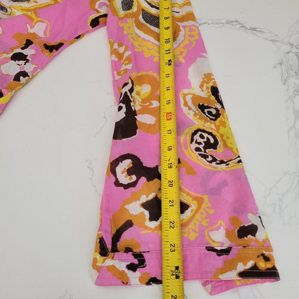 Tory Burch Floral Pink Sequence Long Sleeve Tunic Top Cover Up Lightweight Large